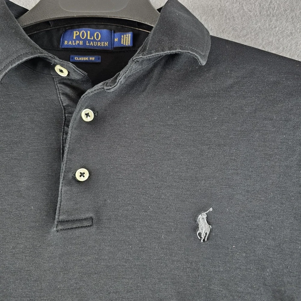 polo ralph‎ lauren shirt mens medium m black small pony classic fit